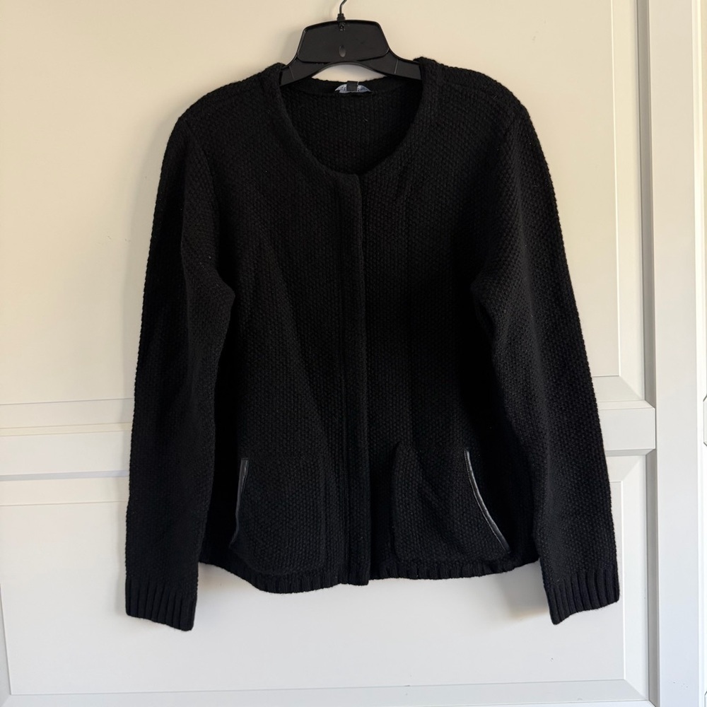 New! Eileen Fisher round neck shaped jacket Black Yak Merino Wool 23061